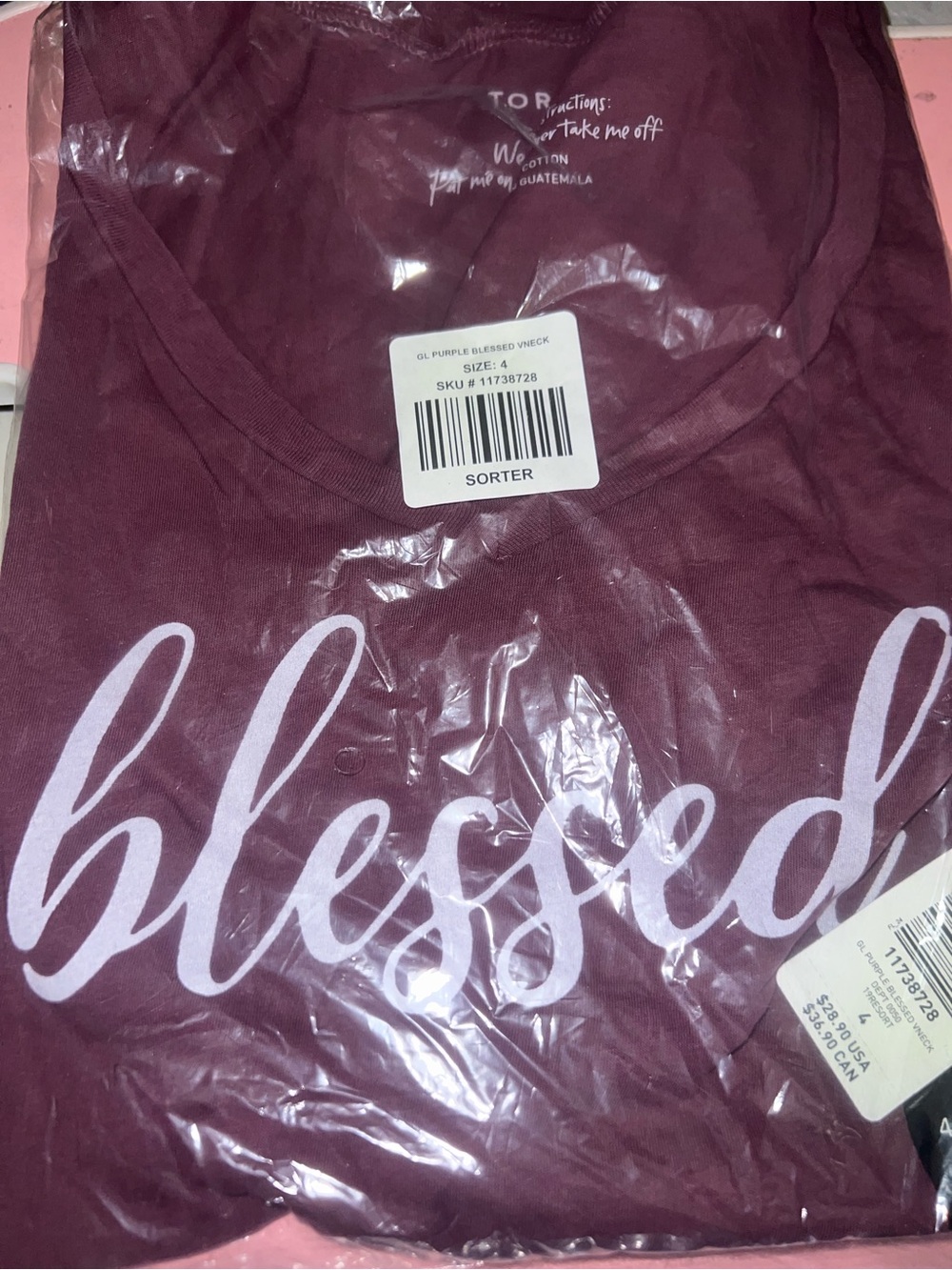 Torrid Purple "Blessed" V-Neck Tee - Picture 3 of 3
